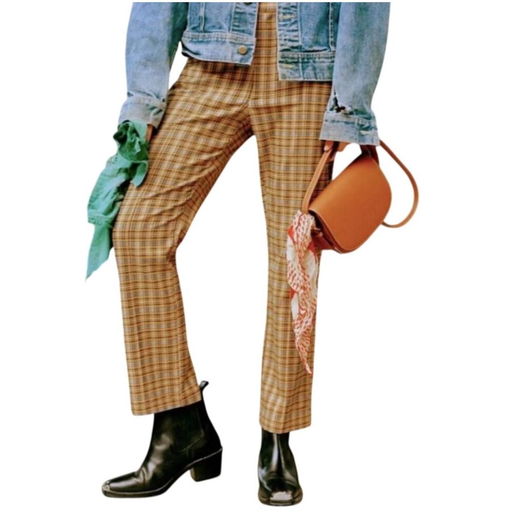 URBAN OUTFFITTERS Mensy Plaid Straight Crop Trouser Pants Academia Twee Hippie 4